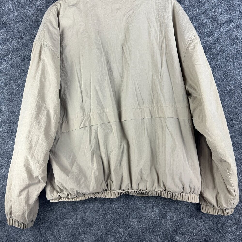 Greg Norman Jacket Mens Large Tan Nylon Fleece Lined Full Zip Hidden Hood - Picture 6 of 8